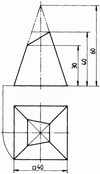 Schräg geschnittene vierseitige Pyramide